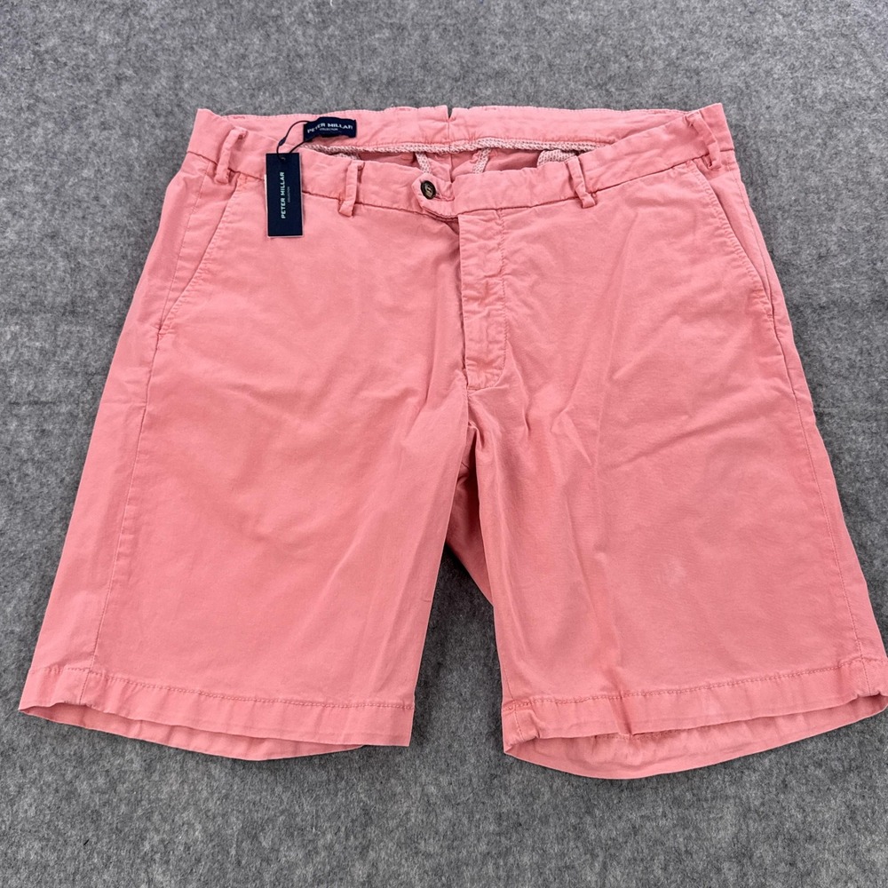 Peter Millar Chino Shorts Mens 38 Pink Stretch Cotton Blend Classic Summer Golf